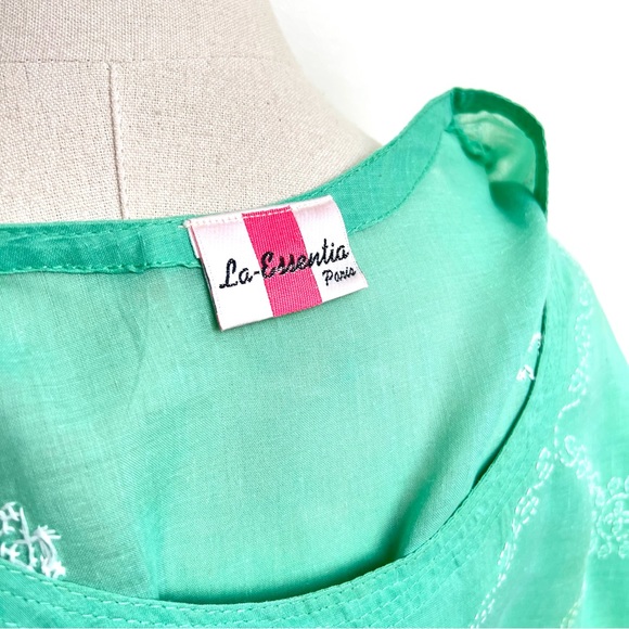 Vintage Embroidered Mint Green Boho Top - Picture 5 of 6